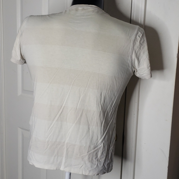 🤯3/$12 Banana Republic Cream Striped Shirt Small - Picture 3 of 4